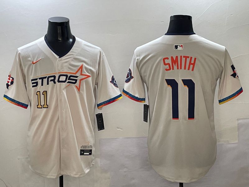 Men Houston Astros #11 Smith Cream Fourth generation Joint Name 2025 Nike MLB Jersey style 4152